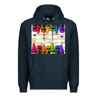 Navy custom teacher name crayons Premium Hoodie - NancyCooperArtShop