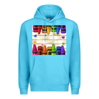 Ocean Blue custom teacher name crayons Premium Hoodie - NancyCooperArtShop