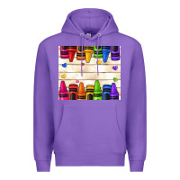 Purple custom teacher name crayons Premium Hoodie - NancyCooperArtShop
