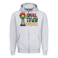 Heather Grey small town summer Zipper Hoodie - CowhideDigitalArt