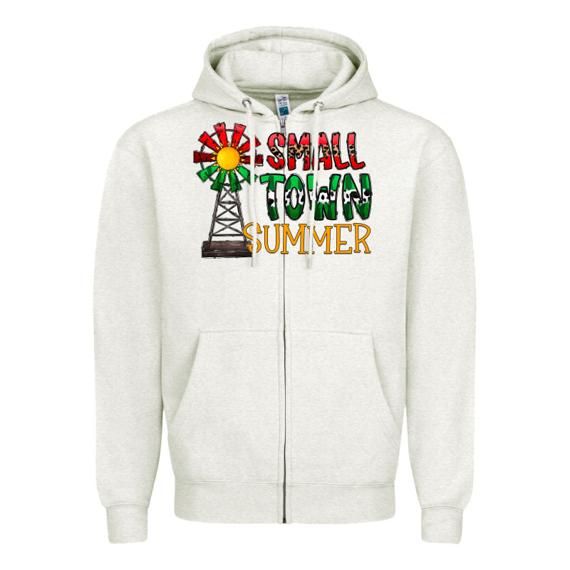 Small Town Summer Zipper Hoodie by CowhideDigitalArt | Teevron
