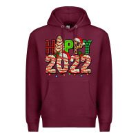 Burgundy happy 2022 with christmas tree cake Premium Hoodie - AdoDesignShop