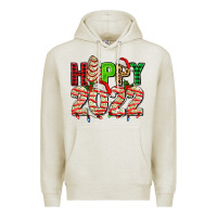 Oatmeal Heather happy 2022 with christmas tree cake Premium Hoodie - AdoDesignShop