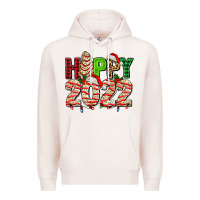 Pale Pink happy 2022 with christmas tree cake Premium Hoodie - AdoDesignShop