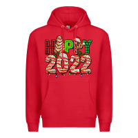 Red happy 2022 with christmas tree cake Premium Hoodie - AdoDesignShop