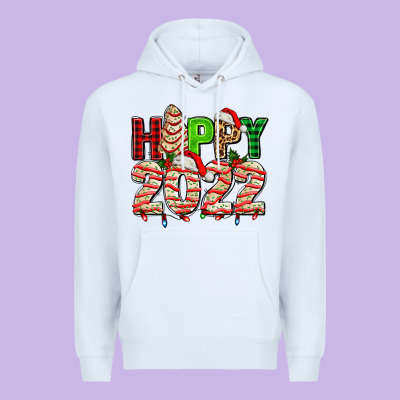 Happy 2022 With Christmas Tree Cake Premium Hoodie Designed By Adodesignshop