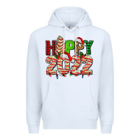 White happy 2022 with christmas tree cake Premium Hoodie - AdoDesignShop