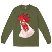 Army Green silly chicken head Long Sleeve Tee - RanaPortraitStore