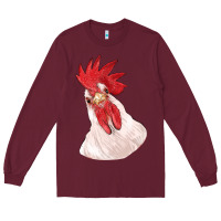 Burgundy silly chicken head Long Sleeve Tee - RanaPortraitStore