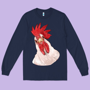 Silly Chicken Head Long Sleeve Tee Designed By Ranaportraitstore