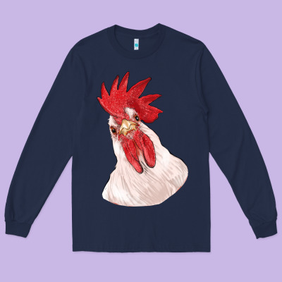Silly Chicken Head Long Sleeve Tee Designed By Ranaportraitstore