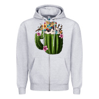 Heather Grey day of the dead mexican cactus Zipper Hoodie - FaDigitalArtStudio