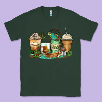 Fishing Coffee Cups Classic Tee Designed By Zillion Design Studio