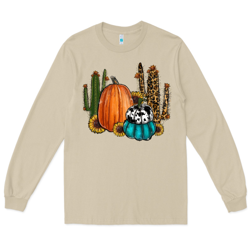 Sunflower Cactus Pumpkin Fall Long Sleeve Tee by RanaPortraitStore | Teevron