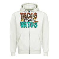 Oatmeal Heather tacos before vatos Zipper Hoodie - RacoonDesign