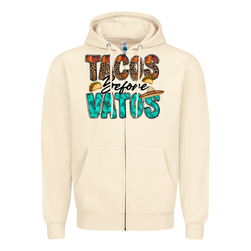 Tacos Before Vatos Zipper Hoodie by RacoonDesign | Teevron