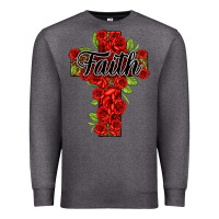 Charcoal Heather faith floral cross Premium Sweatshirt - NancyCooperArtShop
