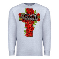Heather Grey faith floral cross Premium Sweatshirt - NancyCooperArtShop