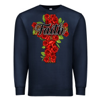 Navy faith floral cross Premium Sweatshirt - NancyCooperArtShop