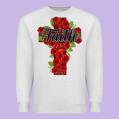 Faith Floral Cross Premium Sweatshirt Designed By Nancycooperartshop