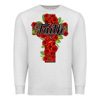 Oatmeal Heather faith floral cross Premium Sweatshirt - NancyCooperArtShop