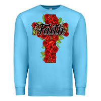 Ocean Blue faith floral cross Premium Sweatshirt - NancyCooperArtShop