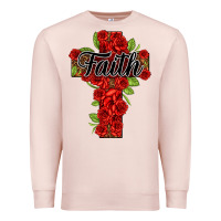 Pale Pink faith floral cross Premium Sweatshirt - NancyCooperArtShop