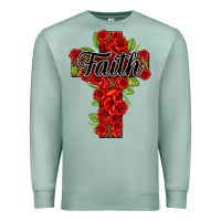 Seafoam faith floral cross Premium Sweatshirt - NancyCooperArtShop