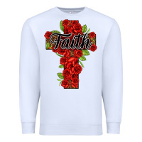 White faith floral cross Premium Sweatshirt - NancyCooperArtShop