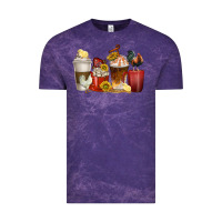 Cloud Purple coffee cups rooster Vintage Tee - texasbilliewilder