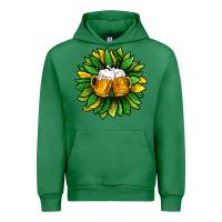 Emerald St. Patricks Sunflower With Beer Urban Hoodie - BundleAndBundleShop