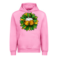 Fuchsia Pink St. Patricks Sunflower With Beer Urban Hoodie - BundleAndBundleShop