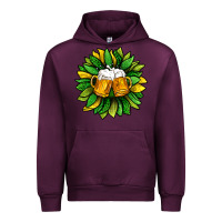Mauve Wine St. Patricks Sunflower With Beer Urban Hoodie - BundleAndBundleShop