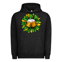 Pigment Black St. Patricks Sunflower With Beer Urban Hoodie - BundleAndBundleShop