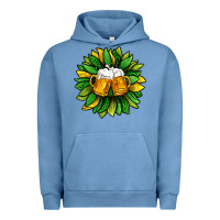 Pigment Pebble Blue St. Patricks Sunflower With Beer Urban Hoodie - BundleAndBundleShop
