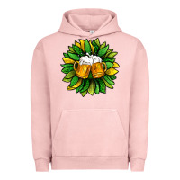 Pigment Salmon St. Patricks Sunflower With Beer Urban Hoodie - BundleAndBundleShop