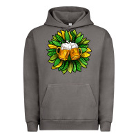 Pigment Tornado St. Patricks Sunflower With Beer Urban Hoodie - BundleAndBundleShop