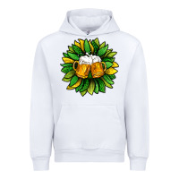 White St. Patricks Sunflower With Beer Urban Hoodie - BundleAndBundleShop