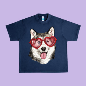 Husky With Love Glasses Urban Heavy Tee Designed By Ranaportraitstore