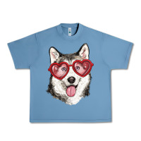 Pebble Blue husky with love glasses Urban Heavy Tee - RanaPortraitStore