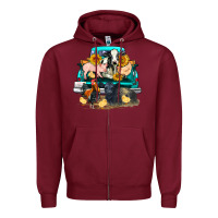 Burgundy farm truck farm animals Zipper Hoodie - FaDigitalArtStudio