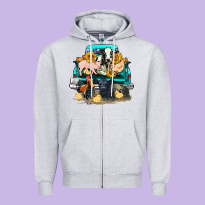 Farm Truck Farm Animals Zipper Hoodie Designed By Fadigitalartstudio