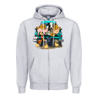 Heather Grey farm truck farm animals Zipper Hoodie - FaDigitalArtStudio