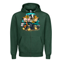 Sports Green farm truck farm animals Zipper Hoodie - FaDigitalArtStudio