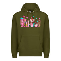 Army Green nail tech coffee cups Premium Hoodie - NancyCooperArtShop