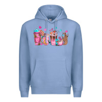 Colony Blue nail tech coffee cups Premium Hoodie - NancyCooperArtShop