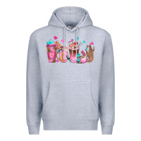 Heather Grey nail tech coffee cups Premium Hoodie - NancyCooperArtShop