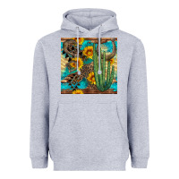 Heather Grey horseshoe and cactus Heavyweight Hoodie - BundleAndBundleShop