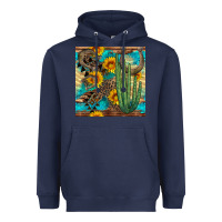 Navy horseshoe and cactus Heavyweight Hoodie - BundleAndBundleShop