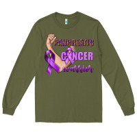 Army Green Pancreatic Cancer Warrior Long Sleeve Tee - texasbilliewilder